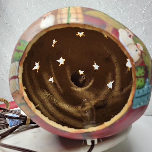 Hand Painted Lighted Santa Gourd Large 17” Holiday Christmas Folk Art Primitive - Picture 6 of 16